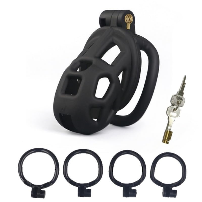 ZeeKoug Sports and Fitness Protective Cage, Comfortable Accessory with a Porous Black Ultra-Compact Design and Four Replaceable Rings of Different Sizes