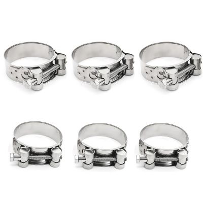 6-Pack 304 Stainless Steel T-Bolt Hose Clamps, 40–43 mm