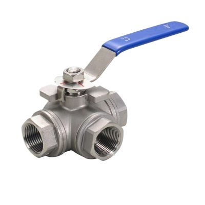 304 Stainless Steel 1/4" 3/8" 1/2" 3/4" 1" 2" Female Full-Port T/L-Port 3-Way Ball Valve Plug Adapter for Water, Air, Gas (1/4", L-Type)