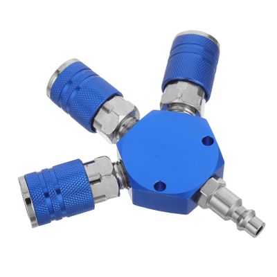 Anneome 3-Way Aluminum Air Manifold, NPT Pneumatic Quick Coupler for Industrial Air Tools