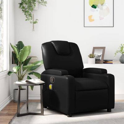 Homgoday Massage Recliner, Faux Leather, Black Lounge Chair