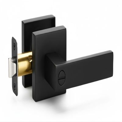 Homefy Black Door Lever Handle with Lock