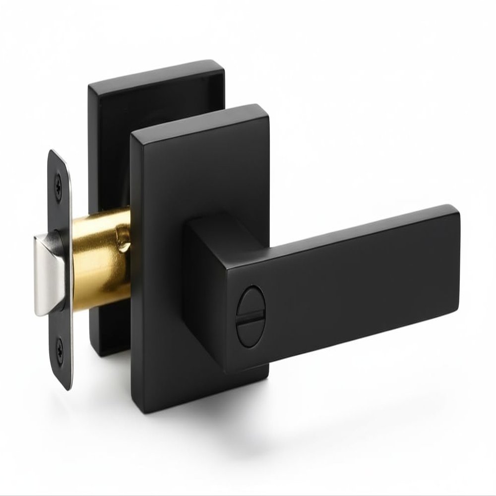 Homefy Black Door Lever Handle with Lock