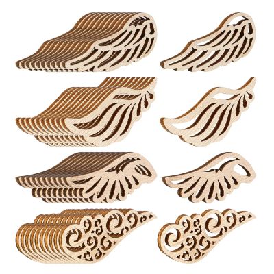 JUMPLAWN 40-Piece Natural Unfinished Wooden Angel Wings for Crafts, Painting and DIY Projects