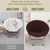Waterproof Stretch Moon Chair Covers, 28–32 in Round Saucer Chair Slipcovers, Brown, Set of 2 view 3