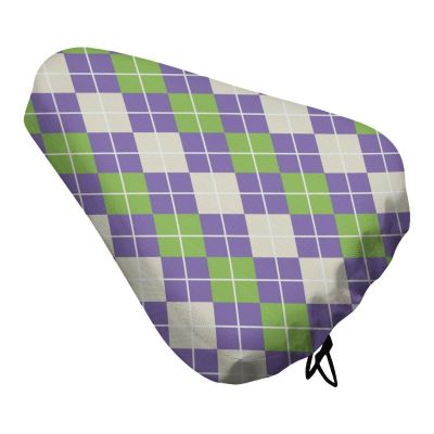 Treer Waterproof Bicycle Saddle Covers, Colorful Plaid, Green/Purple, 2-Pack