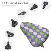 Treer Waterproof Bicycle Saddle Covers, Colorful Plaid, Green/Purple, 2-Pack view 3