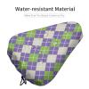 Treer Waterproof Bicycle Saddle Covers, Colorful Plaid, Green/Purple, 2-Pack view 4