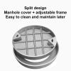 Round Concealed Manhole Cover Hook, Stainless Steel Sump Pump Cover and Frame, Split Type, 70 x 5 cm view 4