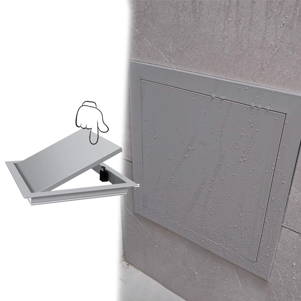 Oracra Magnetic Access Panel with Push-Open Latch for Drywall, Custom Access Hatch, Waterproof Cover, Gray, 25.4 x 30.5 cm / 10 x 12 in