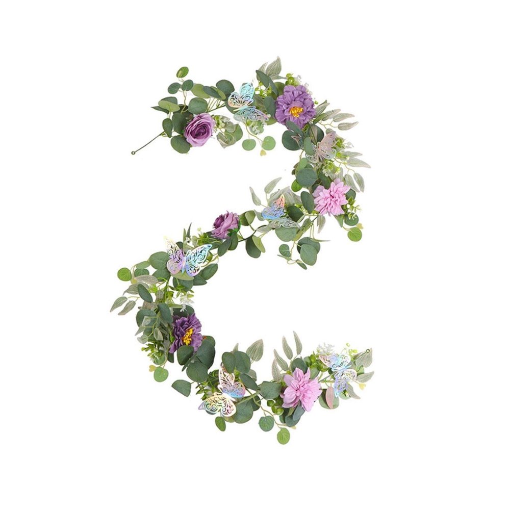Artificial Eucalyptus Rose Garland, 180 cm, Purple