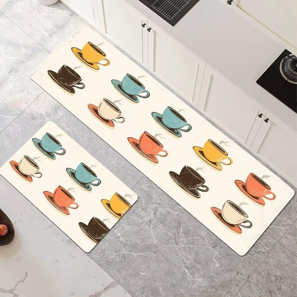 Generic Kitchen Rugs, 2-Piece Set: Non-Slip, Absorbent, Quick-Drying Mats, Washable Runner, 60 x 90 cm + 60 x 180 cm, 6-734