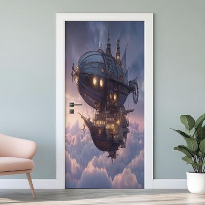 3D Self-Adhesive Spaceship Door Wallpaper, Waterproof Vinyl, 95 x 210 cm