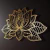 Large Metal Lotus Flower Wall Art, 3D Mandala, Gold, 60 x 40 cm view 1
