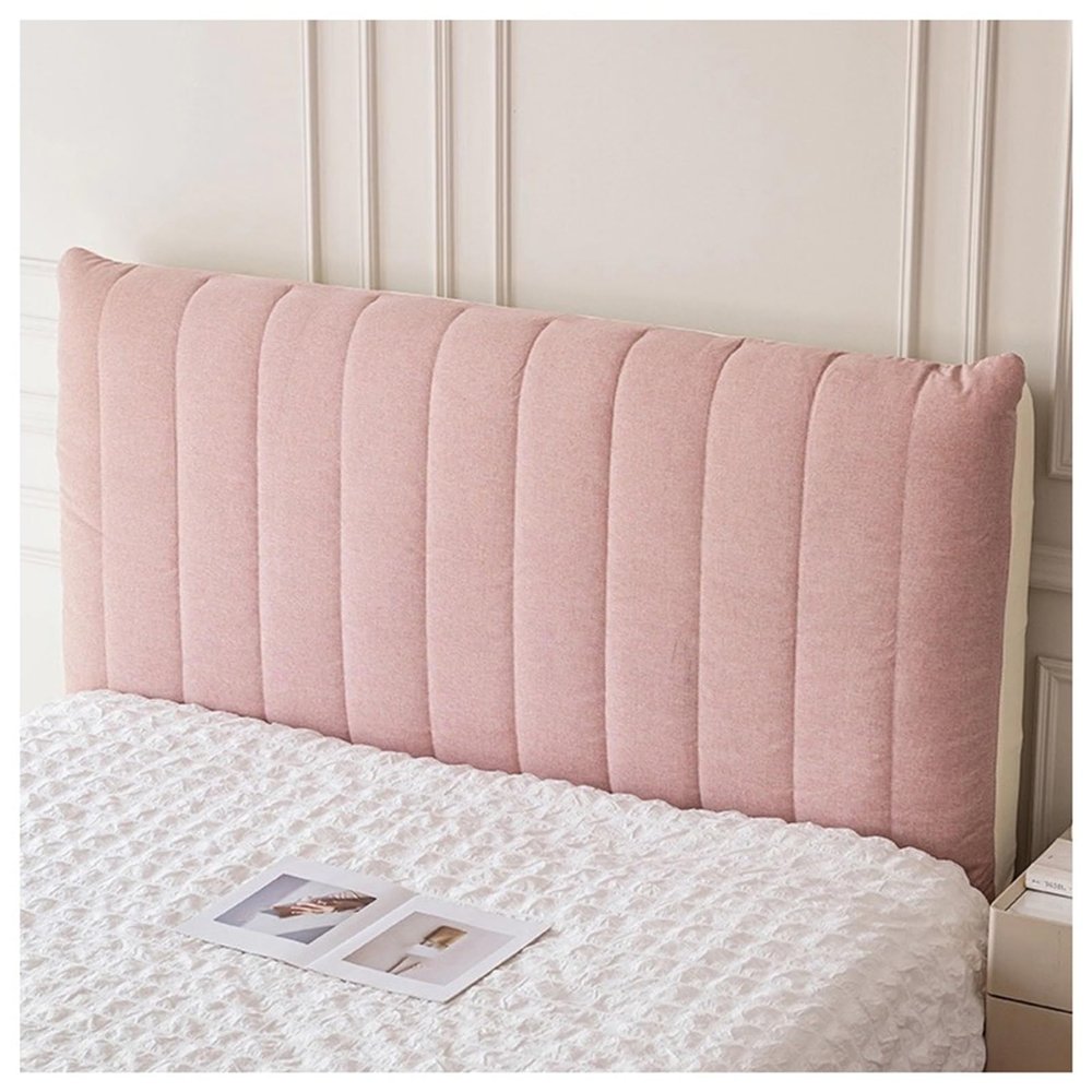 YUEZHONG Linen Headboard Cover for King and Queen Beds, Pink, 200 x 80 cm