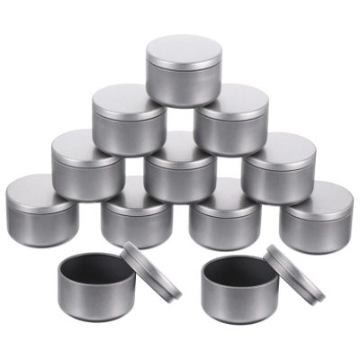 GALPADA 12-Pack Round Tin Candle Tins with Lids, Silver