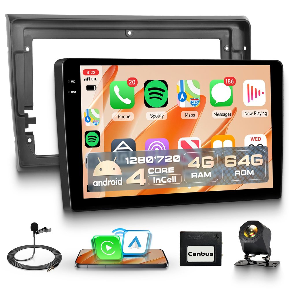 4GB+64GB Wireless CarPlay Android 15 Car Stereo for Fiat Bravo 2007–2014, 9-Inch Incell Touchscreen
