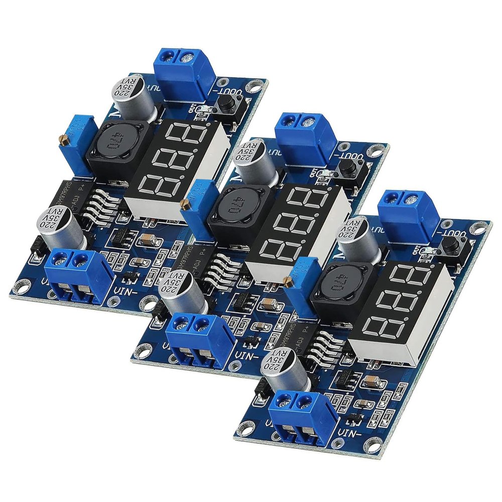 ARCELI Adjustable DC-DC Buck Converter Module, 36V/24V/12V to 5V, 2A, LED Display, 3-Pack