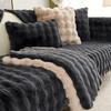 Rabbit Plush Sofa Cover for L/U-Shaped Sectionals, Soft Non-Slip Cover for 1/2/3/4-Seaters, Washable and Pet-Friendly, Khaki, 70 x 150 cm (27.5 x 58.5 in) view 2