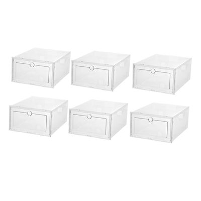 Mobestech 6-Piece Stackable Plastic Shoe Box Set