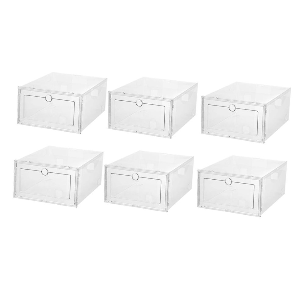 Mobestech 6-Piece Stackable Plastic Shoe Box Set