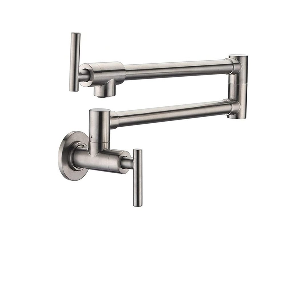 JVDDI Wall-Mounted Folding Pot Filler Faucet, Brushed Nickel