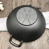 YNIYUJKL Two-Handled Traditional Cast-Iron Wok, Thick Uncoated Nonstick Pan with Flat Bottom view 4
