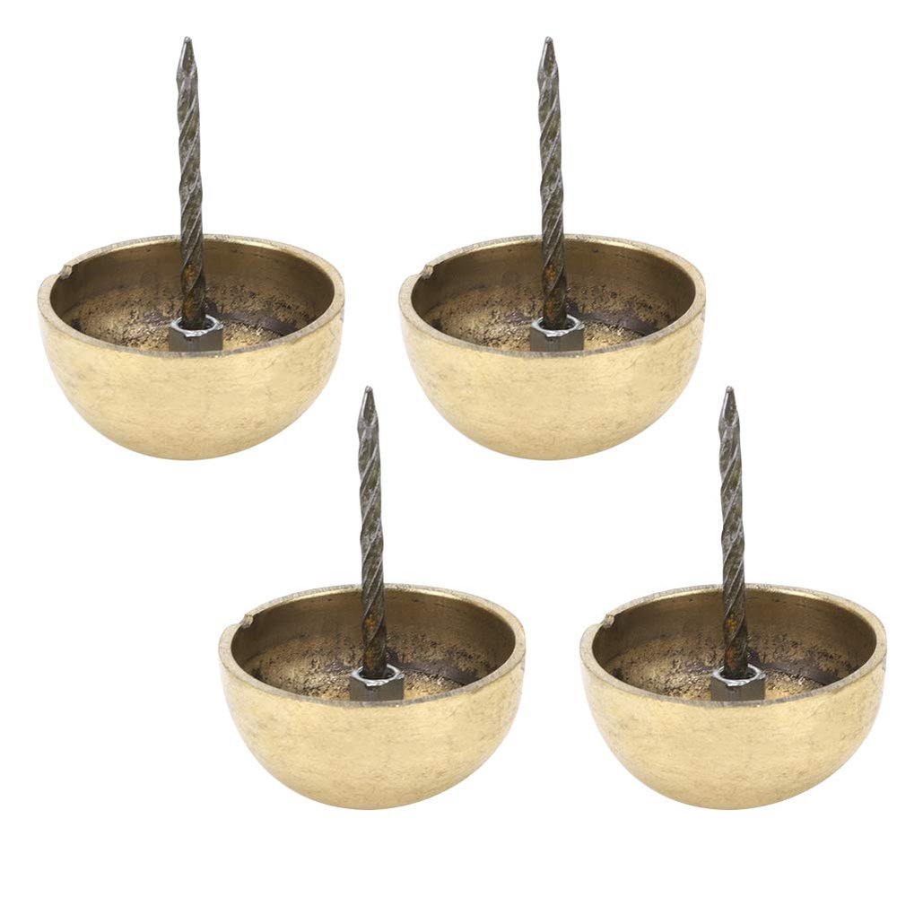 4PCS Antique Brass Upholstery Tacks, Decorative Round-Head Furniture Nails for Sofas and Chairs