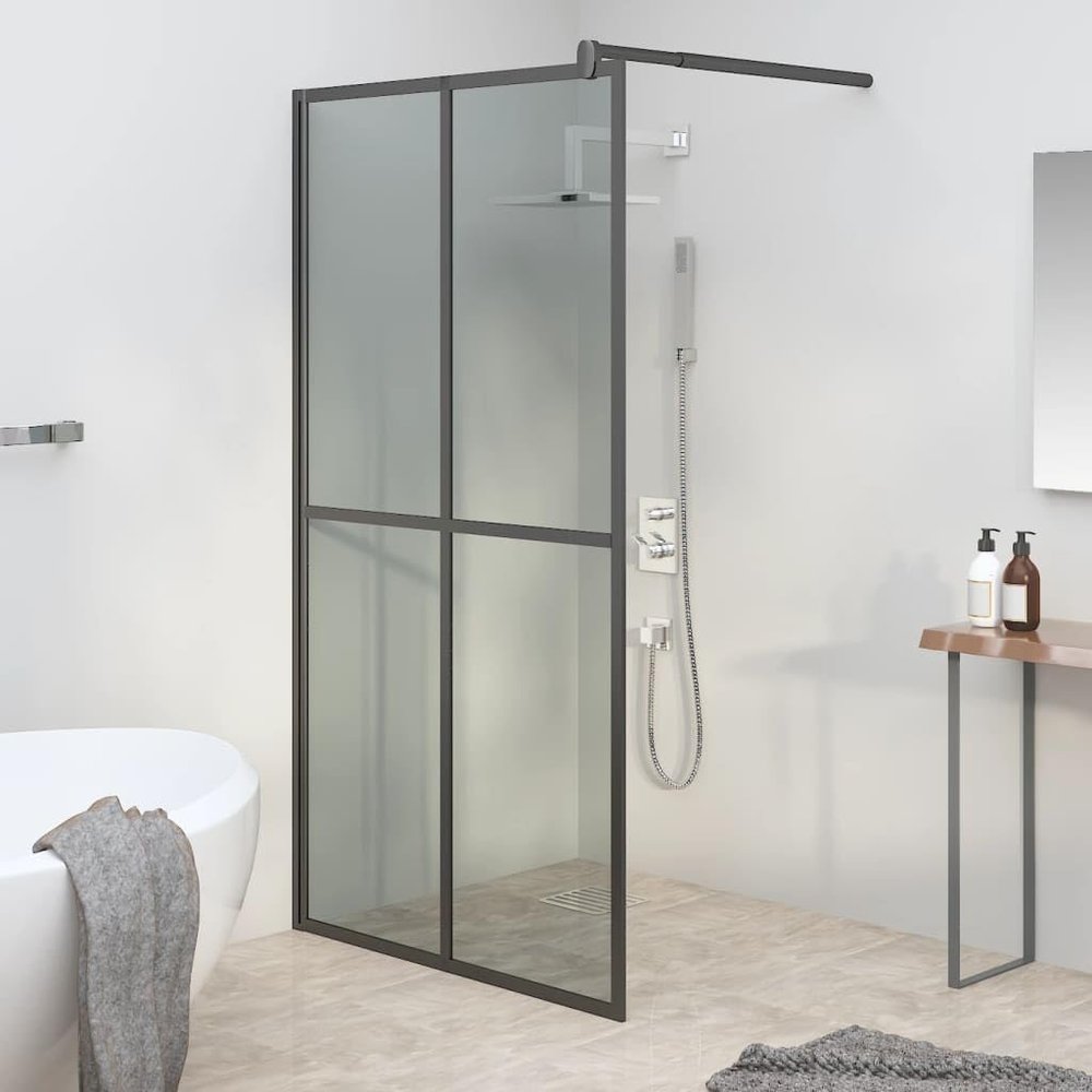 CIOURSTO Shower Screen - 5 mm Clear Tempered Glass, Adjustable Width, with Stainless Steel Support Bar (100 x 195 cm)