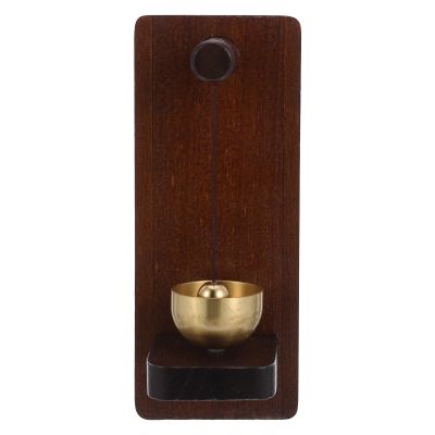 Wooden Doorbell with Brass Chime, Retro Entry Bell