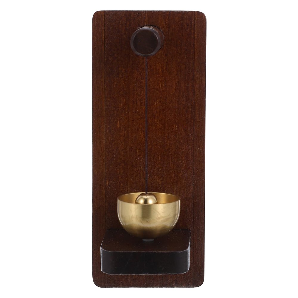 Wooden Doorbell with Brass Chime, Retro Entry Bell