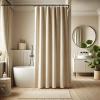 UUDIHO Waterproof Linen Shower Curtain, Neutral Soft Hotel-Style Fabric, 75 x 190 cm, Beige view 1