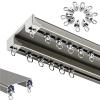 Double Ceiling-Mounted Curtain Track, Aluminum, Champagne, 440 cm view 1
