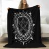 Black Minimalist Pentagram Plush Fleece Throw Blanket, 100 x 130 cm view 1