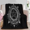 Black Minimalist Pentagram Plush Fleece Throw Blanket, 100 x 130 cm view 2