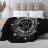 Black Minimalist Pentagram Plush Fleece Throw Blanket, 100 x 130 cm view 4