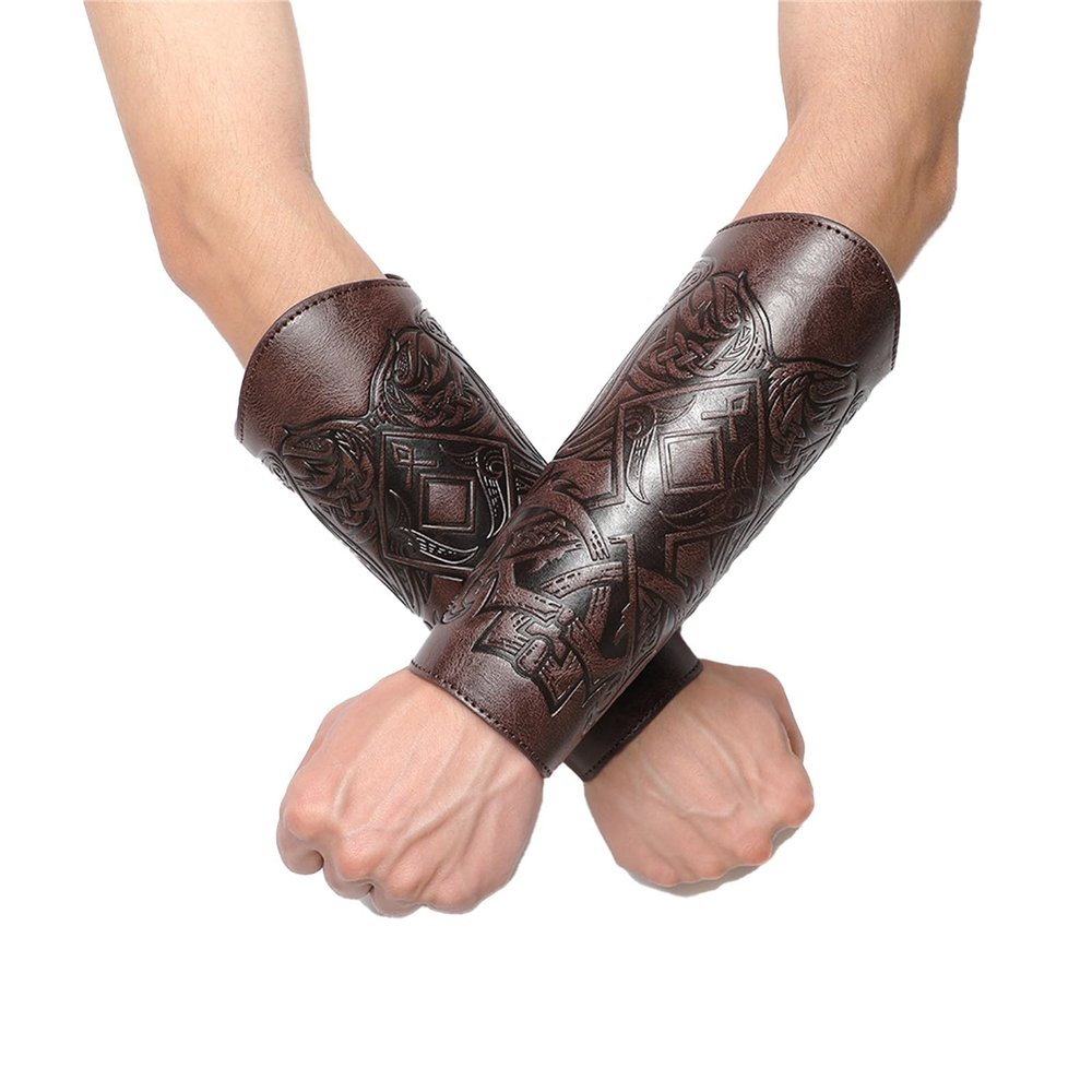 Generic Medieval Embossed Arm Bracers, Retro Faux Leather Arm Guards, 1 Pc. (CO3, One Size)