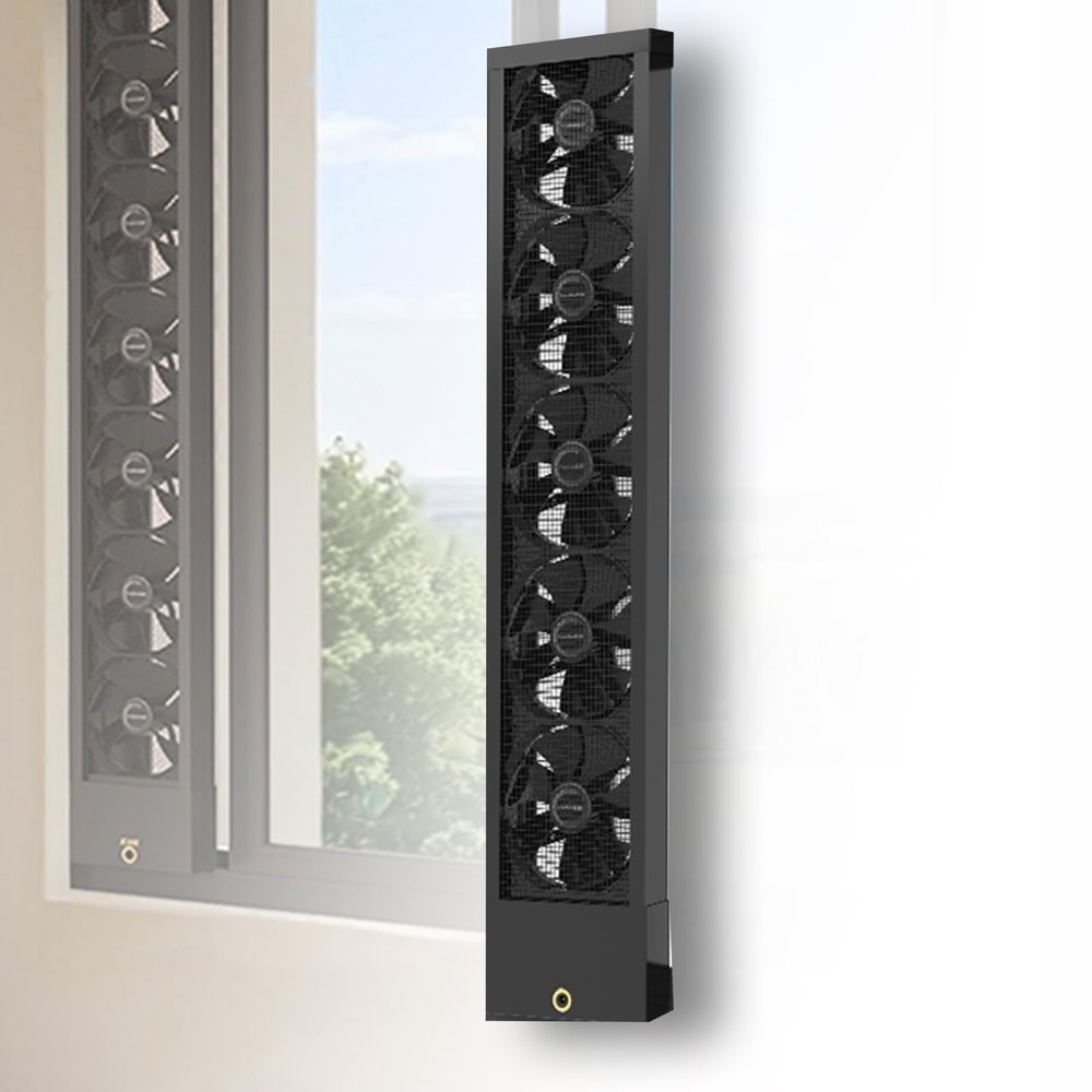 STWBHW Bedroom Window Exhaust Fan, Adjustable 35–135 cm, 0–2800 RPM, 5 cm Extension (75–80 cm)