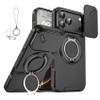 Magnetic Slide Camera Cover Case with Rotating Stand for iPhone 11, Black view 1