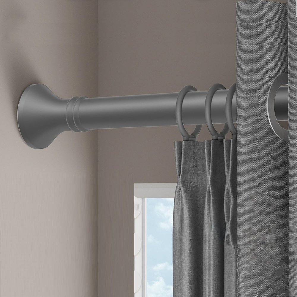No-Drill Tension Curtain Rod, 33 mm Stainless Steel, Gray, 70–120 cm