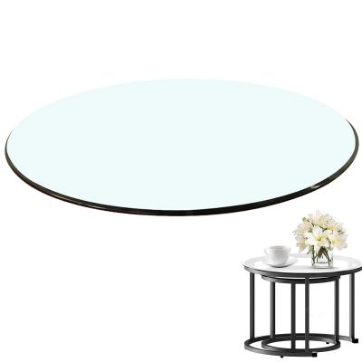 Round Glass Dining Table, Custom Size, Clear High-Gloss Crystal Top, 17.7–39.4 in. Diameter