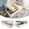 Merax Upholstered Daybed 90 x 190 cm with Hydraulic Storage, Beige Velvet, No Mattress view 3