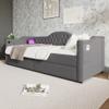 Merax Upholstered Daybed Sofa Bed with Storage, USB Type-C, 2 Drawers, 90 x 190 cm, Gray Linen view 3