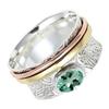 SILVERTROVE Lab-Grown Aquamarine Spinner Ring, Silver-Plated, Unisex view 1