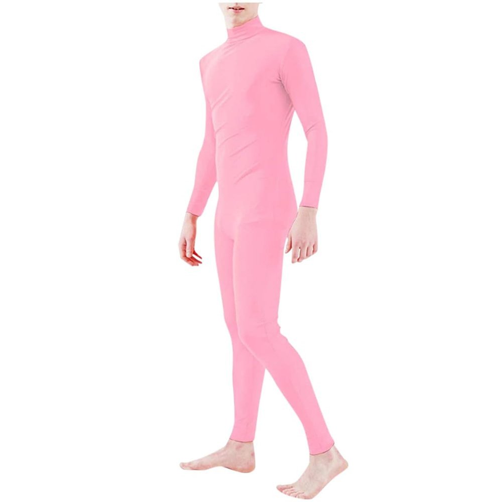 Nuqqichongtian Halloween Carnival Costume, Unisex Open-Face Cosplay Jumpsuit, Slenderman Second Skin, Pink, S