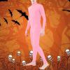 Nuqqichongtian Halloween Carnival Costume, Unisex Open-Face Cosplay Jumpsuit, Slenderman Second Skin, Pink, S view 2