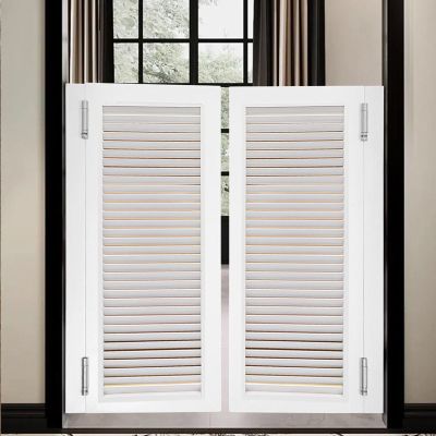 Solid Wood Louvered Saloon Swing Door, 70–170 cm Wide