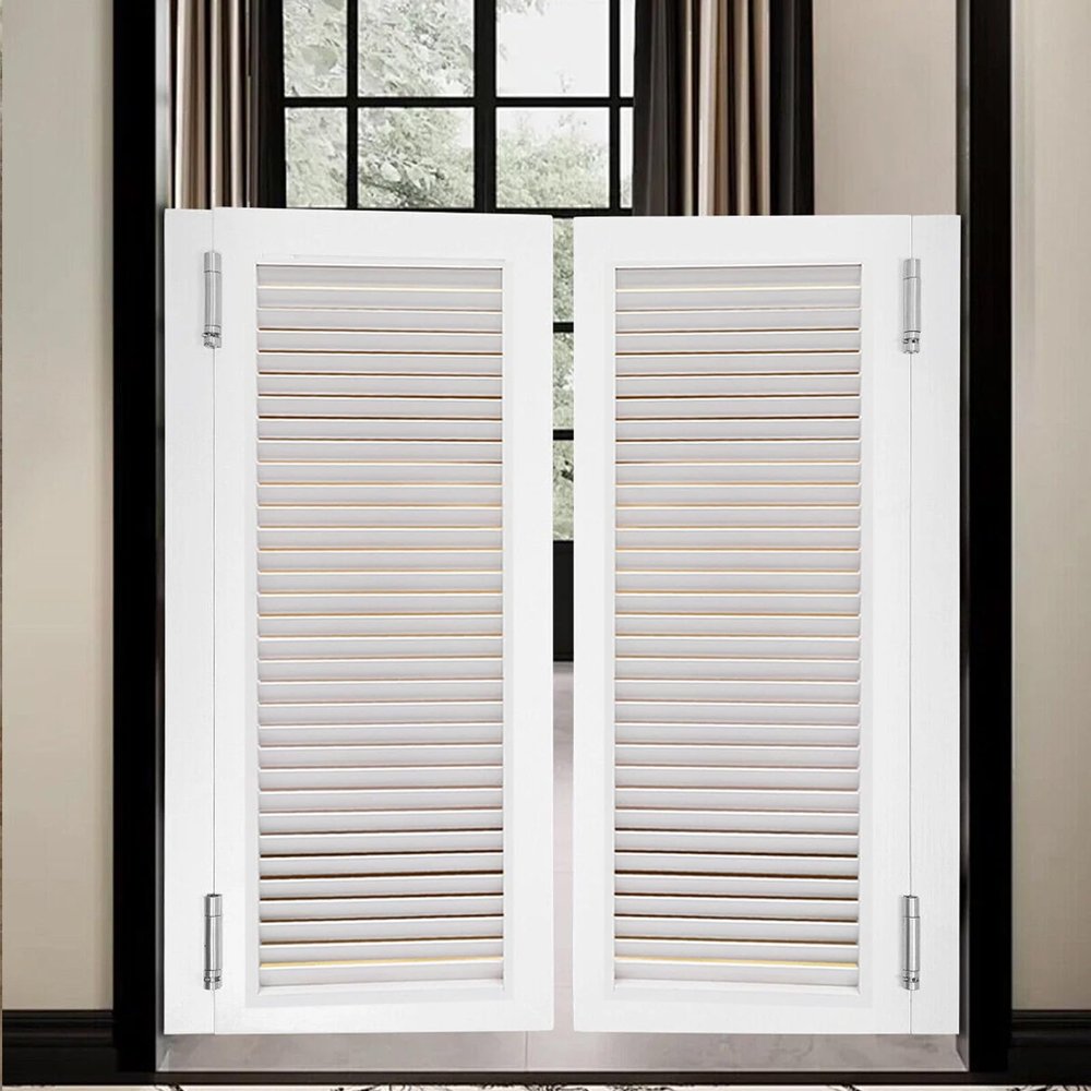 Solid Wood Louvered Saloon Swing Door, 70–170 cm Wide