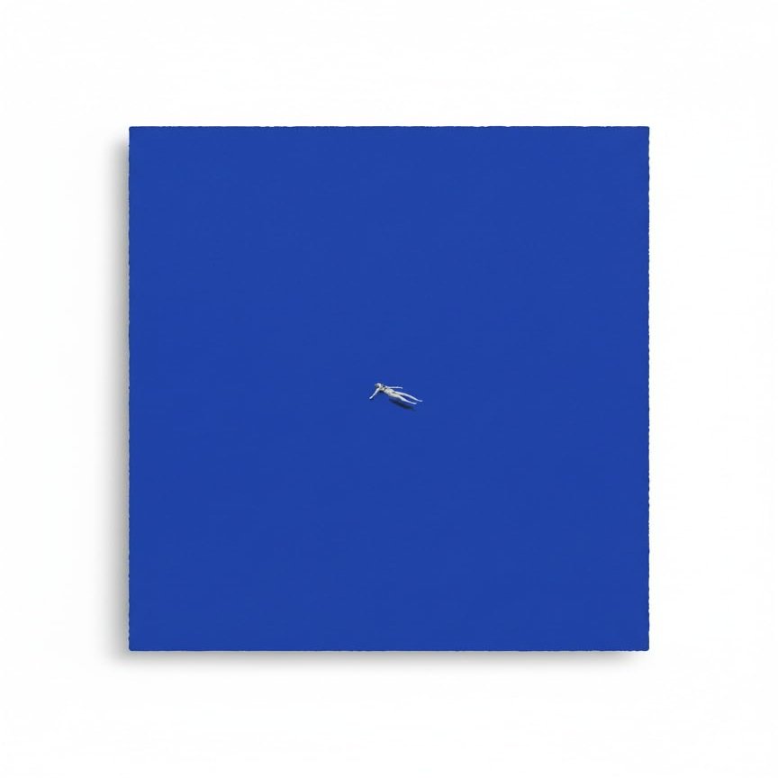 Close Up Maarten Lon No Stress Art Print, Blue Minimalist Surreal Modern Art, Framed or Unframed, 30 x 40 cm