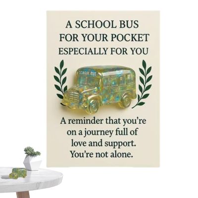 Miniature Acrylic School Bus Greeting Card